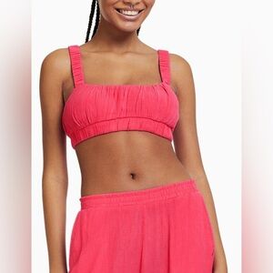 Bershka Ruffle Sleeveless Tank Crop Top Women’s S Pink Barbie Vacation